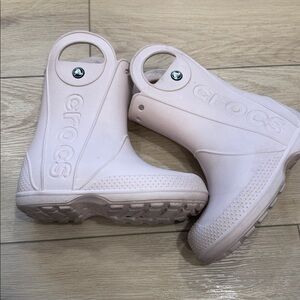 Quartz Pink CROCS Kids Light Pink Rain Boots. Used. Size 13c.
